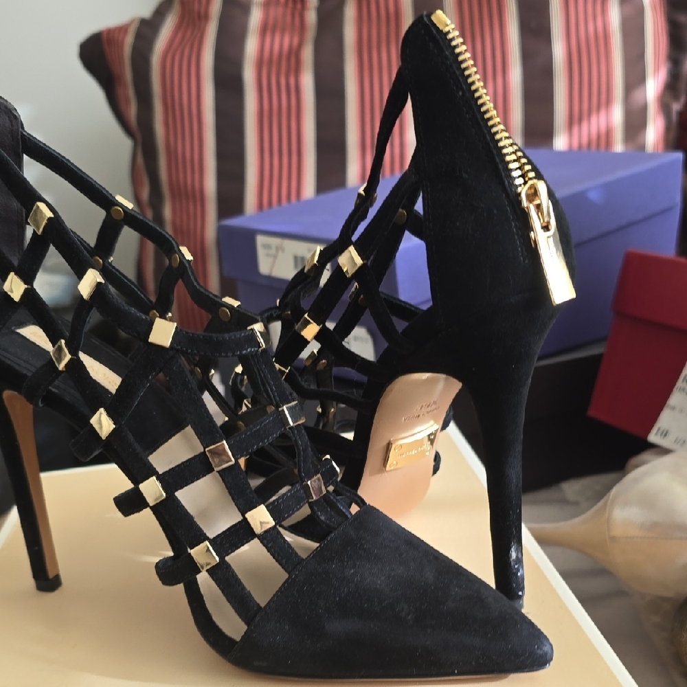 Michael Kors Black and Gold Strappy Heels